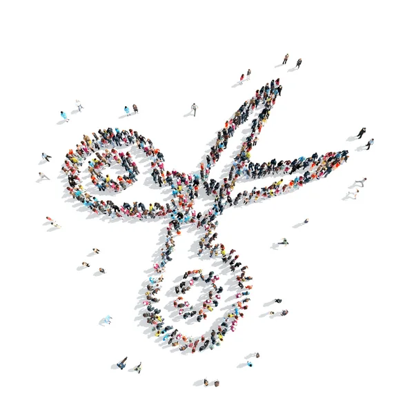 People  shape  scissors cartoon — Stock Photo, Image