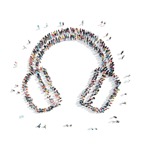 Personas grupo auriculares dibujos animados — Foto de Stock