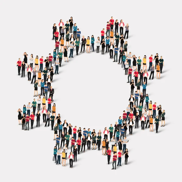 Crowd  people  form  gear — Stock Vector