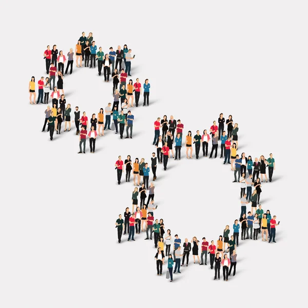 Multitud de personas forman equipo — Vector de stock