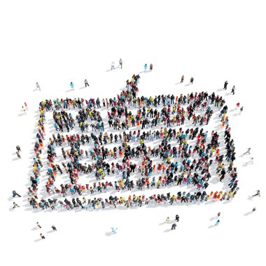 İnsanlar şekil klavye çizgi film