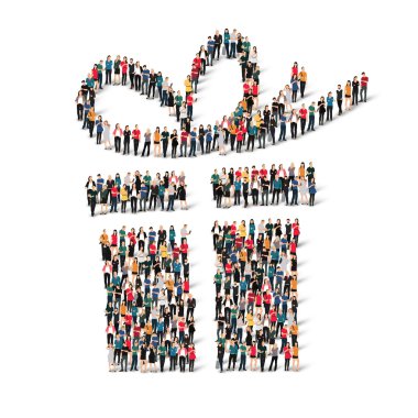 Grup insanlar hediye vektör formu