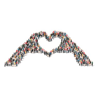 insanlar kalabalık el kalp aşk