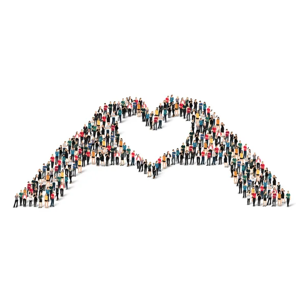 insanlar kalabalık el kalp aşk