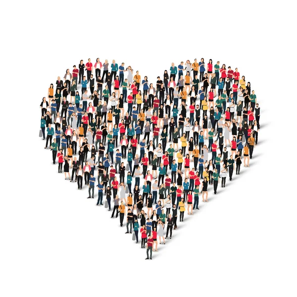 Group  people  form  heart  love — Stock Vector