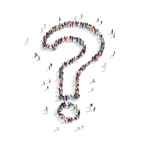 Group  people  shape question mark — Stock Photo, Image