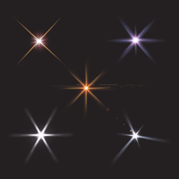 Lens fakkels sterren lichten vector — Stockvector