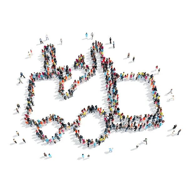 Group  people  shape  tractor — Stock Photo, Image