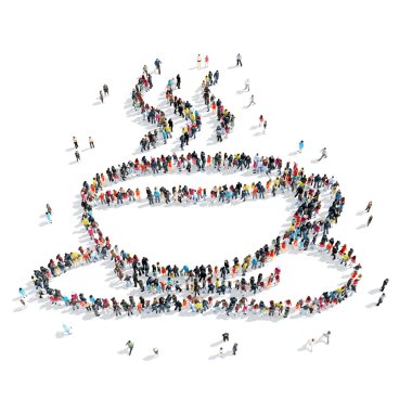 Grup insanlar kahve çizgi film şekil