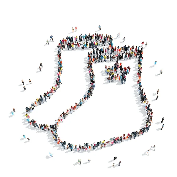 Group  people  form  Russian boots — Stock Photo, Image