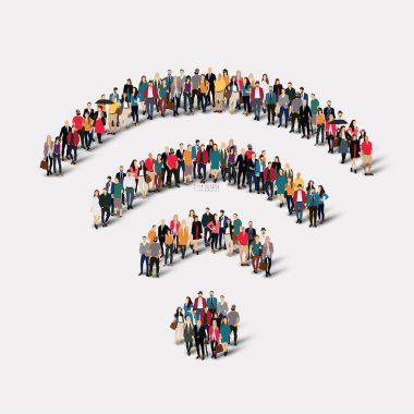 Grup insanlar Wi fi imzalamak.