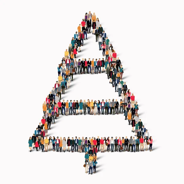 Grupo de personas forma árbol de Navidad — Vector de stock