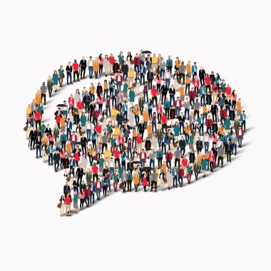 Grup insanlar sohbet kabarcıklar şekil