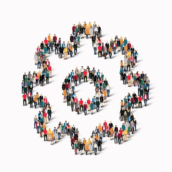 Group  people  shape cog  gear — Stock Photo, Image