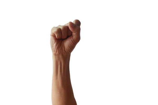 Man Hand Vuist Geïsoleerd Witte Achtergrond Met Clipping Pad — Stockfoto