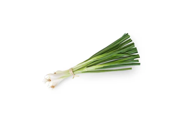 Bundle Spring Onions Isolated White Background Clipping Path — Stock Photo, Image