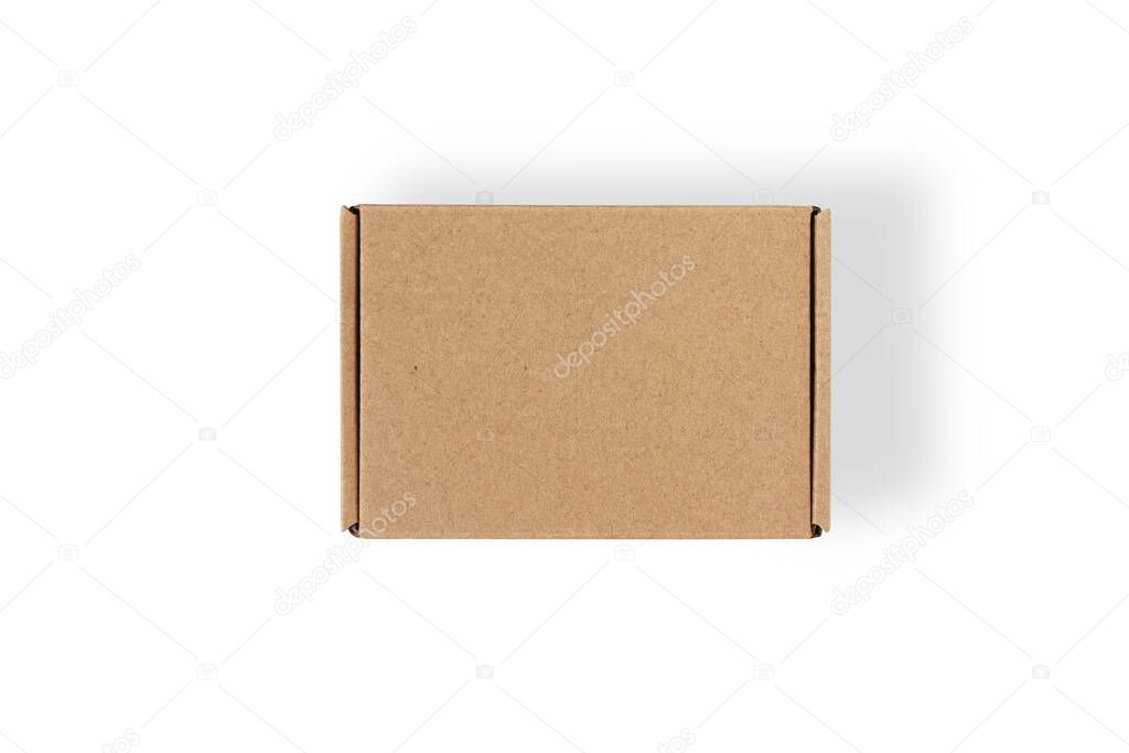 Top view of cardboard box isolated on a white background with clipping path.