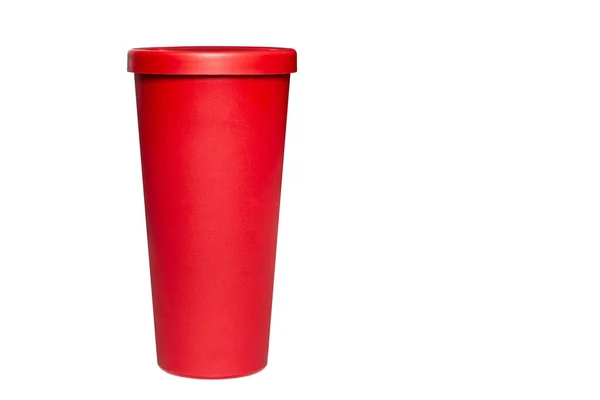 Red Plastic Cup Isolated White Background Clipping Path Glass Cold — Stock Photo, Image