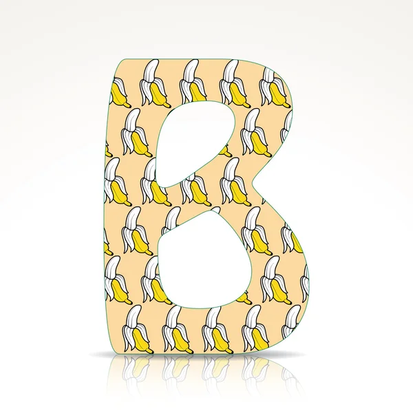 The letter b of the alphabet made of bananas — Stock Vector