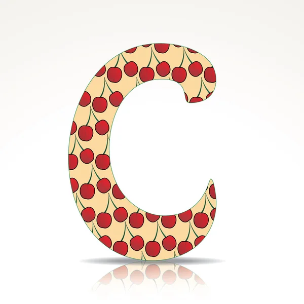 The letter C of the alphabet made of cherry — Stock Vector