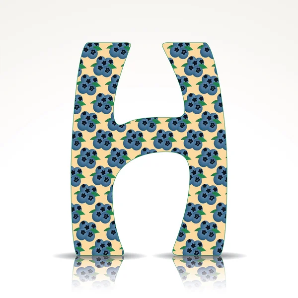 De letter H van het alfabet gemaakt van Huckleberry — Stockvector