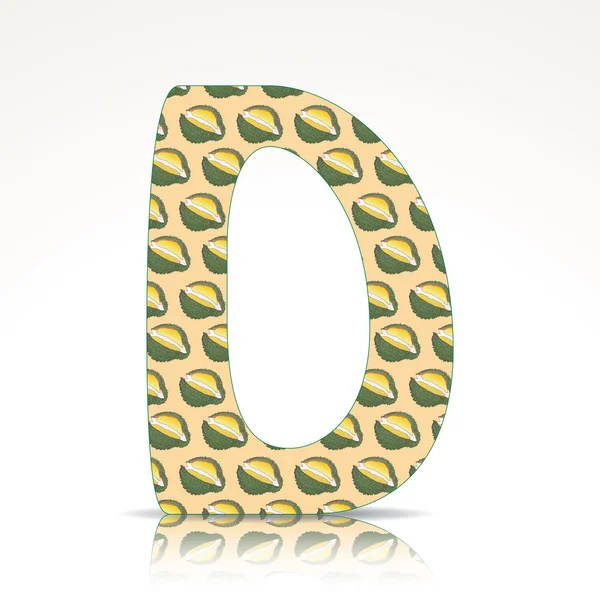 Bokstaven D i alfabetet gjord av Durian — Stock vektor