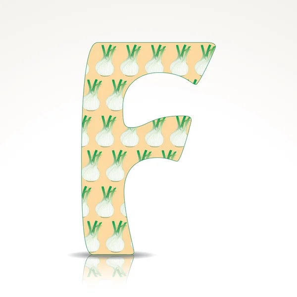 De letter F van het alfabet gemaakt van venkel — Stockvector