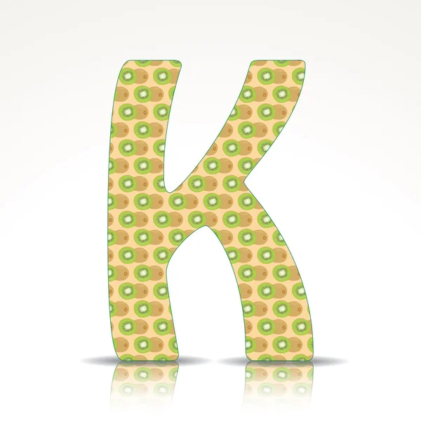 The letter K of the alphabet made of Kiwi — Stock Vector