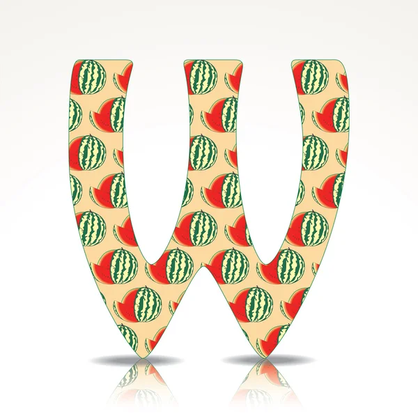 The letter W of the alphabet made of Watermelon — Stock Vector