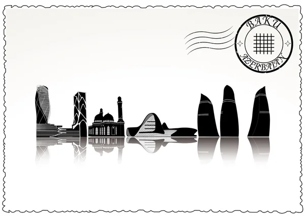 Baku város skyline — Stock Vector