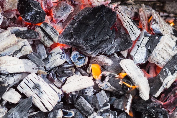 Large hot charcoal after fire — Stock Photo, Image