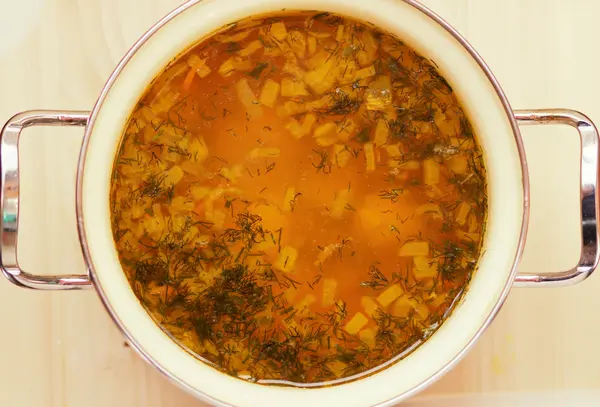 Sopa Com Almôndegas Clouseup — Fotografia de Stock