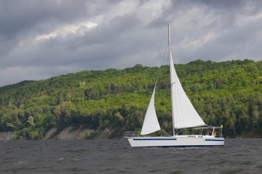 Beyaz yelken ile yat