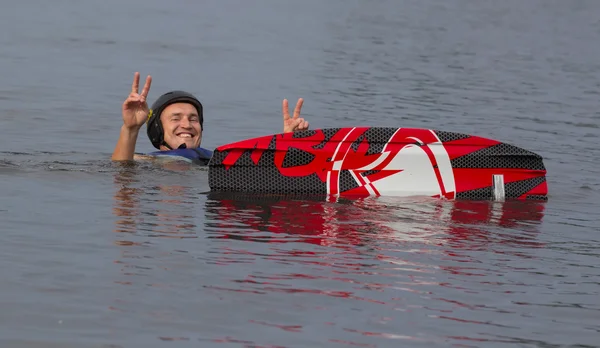 Wakeboard athlete starts — Stock Photo, Image