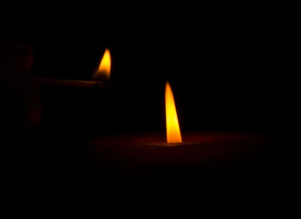마르스 손에 촛불을 조명 이다. 연기 — 스톡 사진