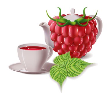 çay. Ahududu. vektör