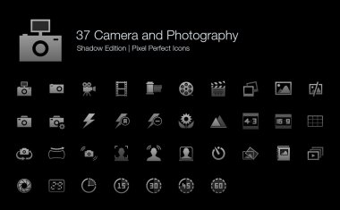 Kamera ve Fotoğraf Piksel Mükemmel Simgeler Shadow Edition