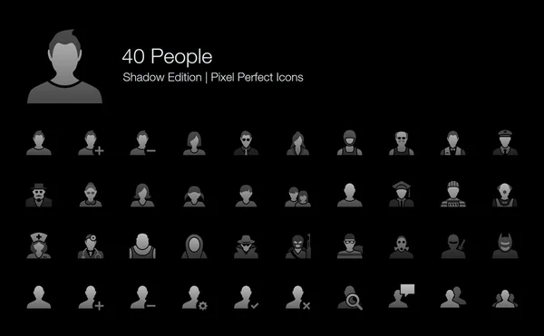 Ludzie avatar Character Pixel idealne ikony Shadow Edition — Wektor stockowy