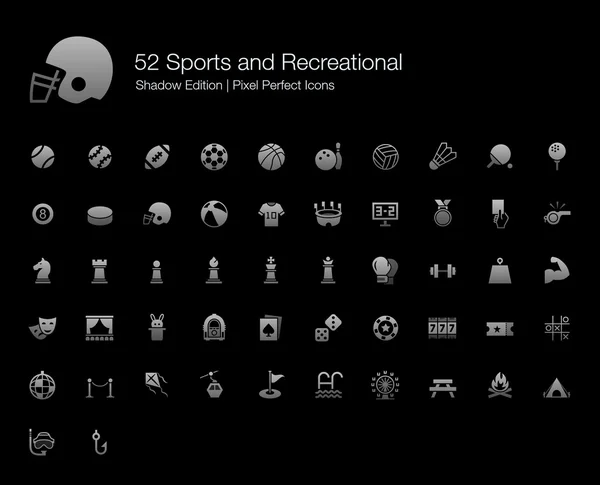 Sports and Recreational Pixel Perfect Icons Shadow Edition — Stock Vector