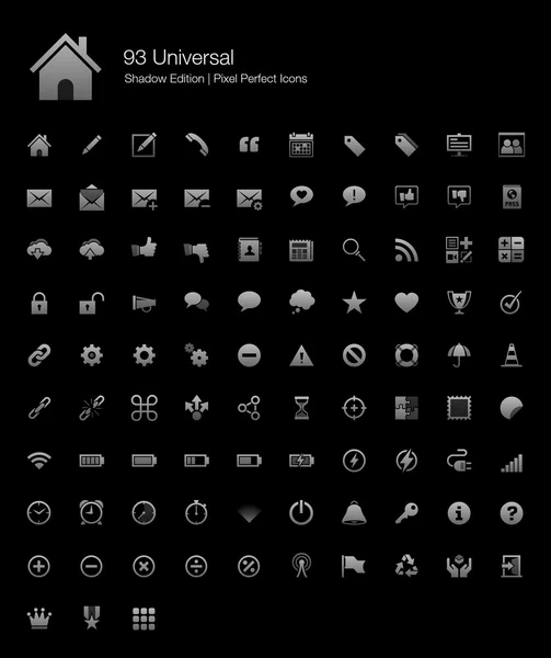Universal Pixel Perfect Icons Shadow Edition — Archivo Imágenes Vectoriales