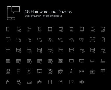 Donanım Cep Telefonu Bilgisayar Cihazları Piksel Mükemmel Simgeler (çizgi stili) Shadow Edition