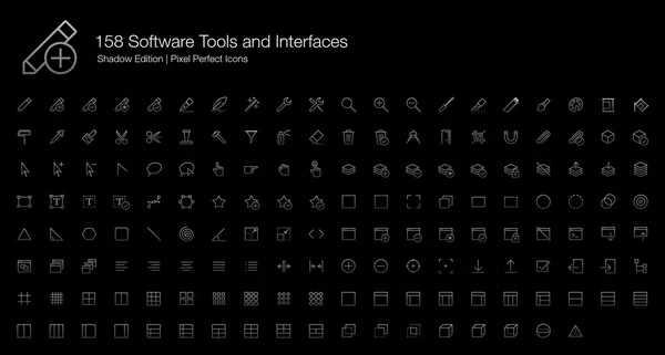 Software Tools and Interfaces Pixel Perfect Icons (line style) Shadow Edition — Stockvector