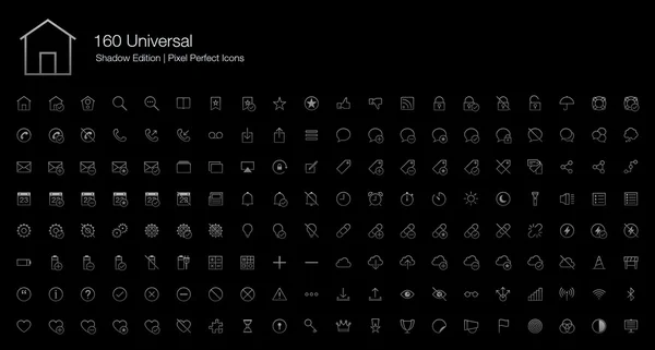 Universal Pixel Perfect Icons (line style) Shadow Edition — ストックベクタ