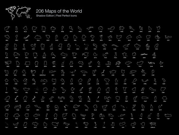 Карты мира Pixel Perfect Icons (линейный стиль) Тень

