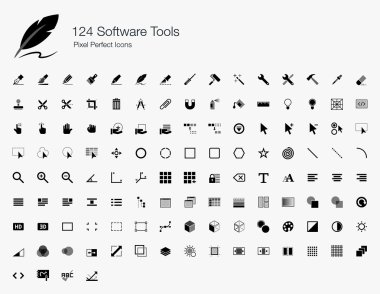 124 yazılım araçları pixel mükemmel simgeler