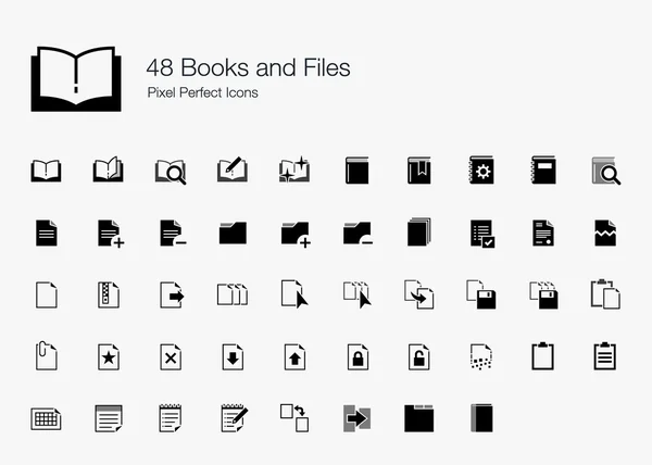 48 Livros e arquivos Pixel ícones perfeitos —  Vetores de Stock