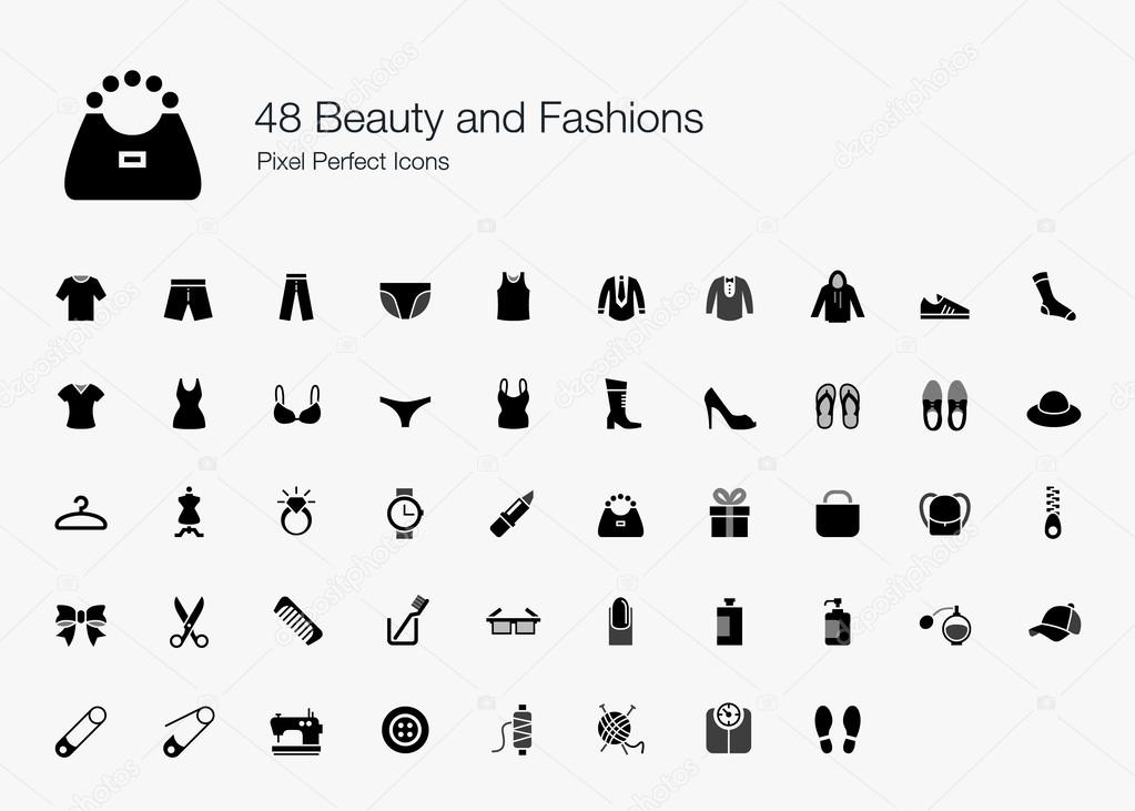 48 Beauty and Fashions Pixel Perfect Icons