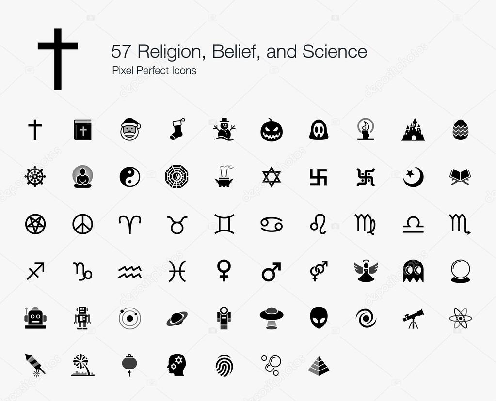 57 Religion, Belief, and Science Pixel Perfect Icons