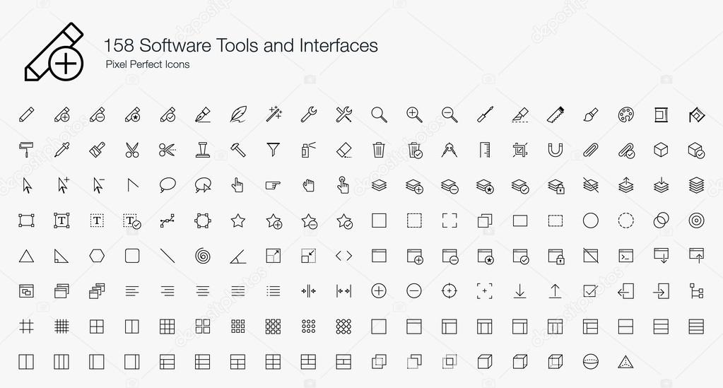 158 Software Tools and Interfaces Pixel Perfect Icons (line style)