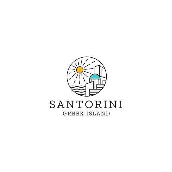 Santorini Griego Isla Logo Icono Diseño Plantilla Premium Vector — Vector de stock